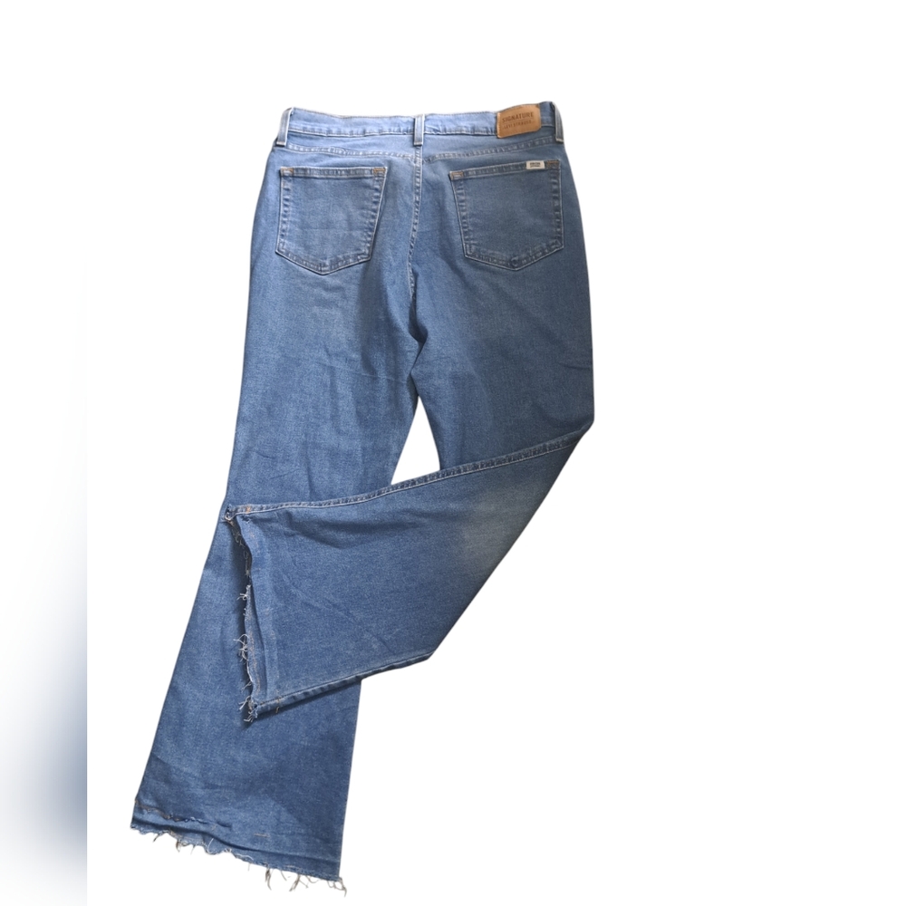 LEVIS Heritage High Rise Flare jeans pants stretch Fray hem ankle blue faded 12